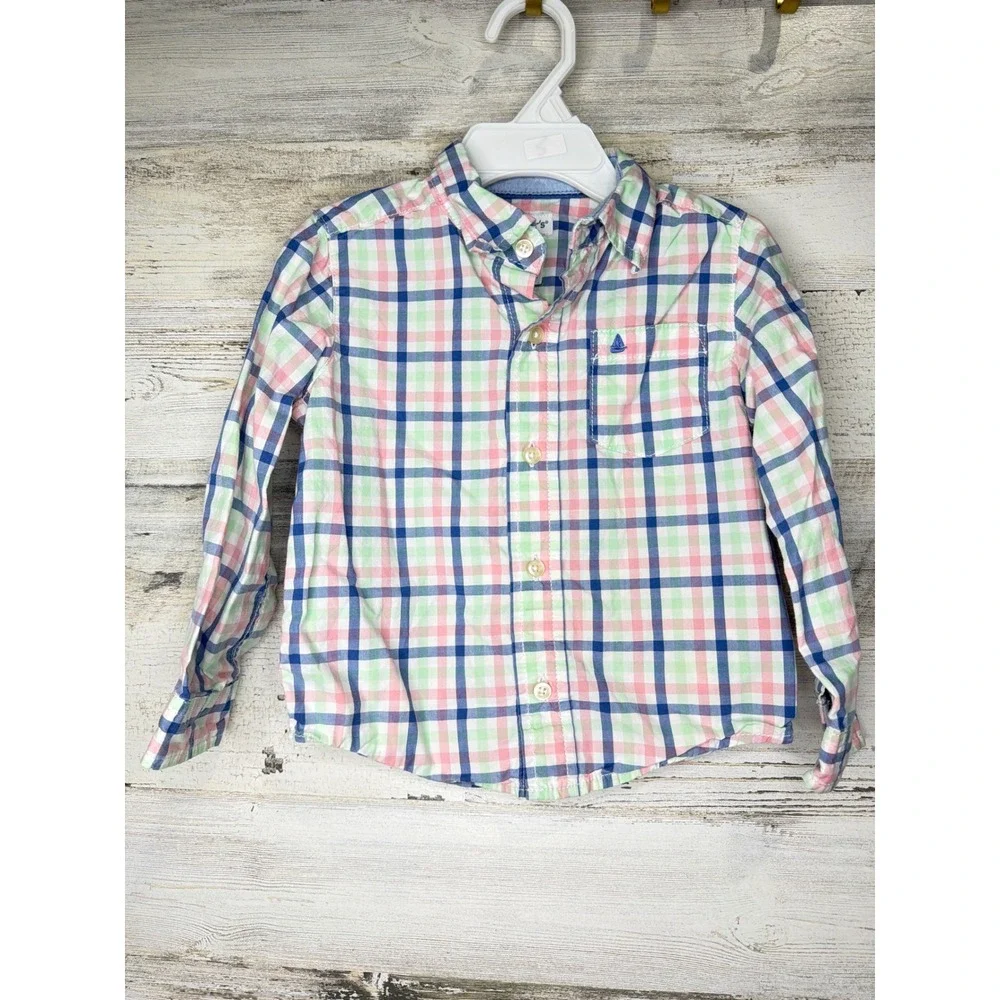 Carter's Bundle Boys 24M Blue Green Plaid Sweater Waffle Set Preppy EUC